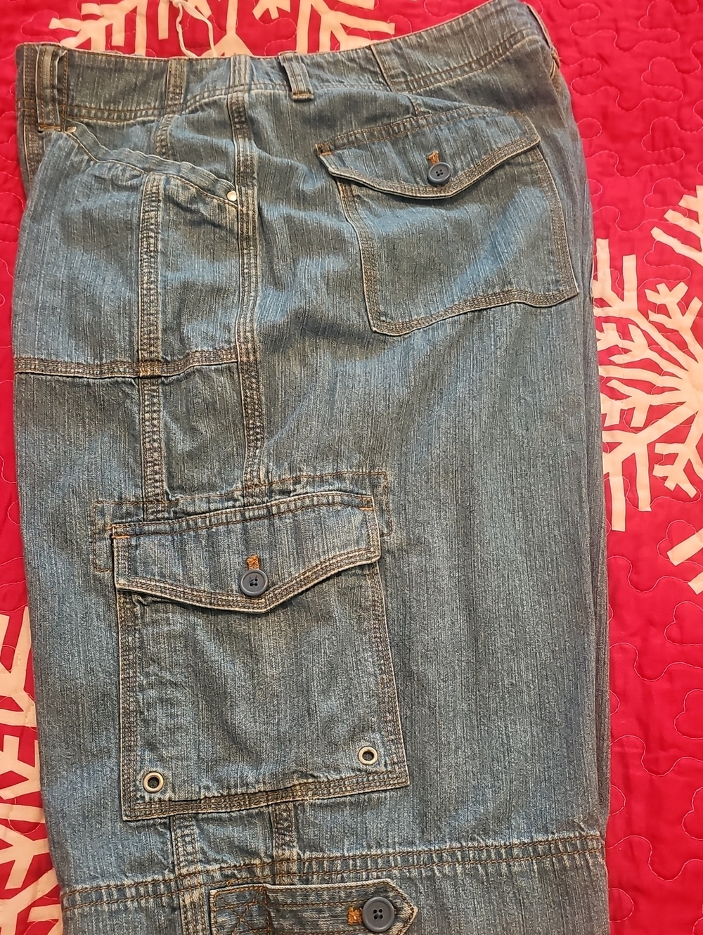 Jones New York Women's Light Blue Denim Cargo Jeans
